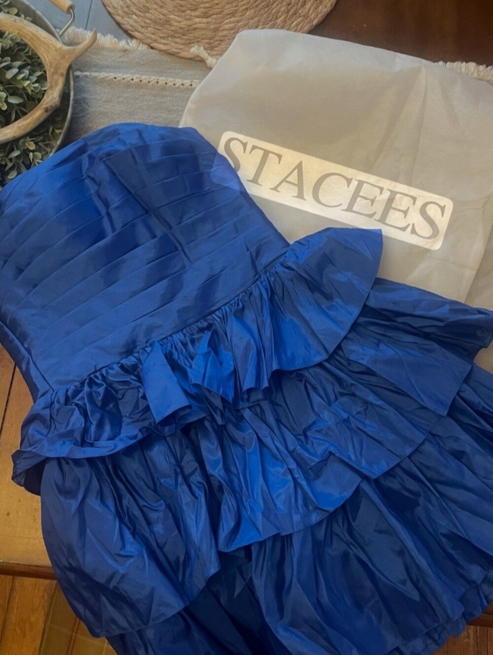 Stacee's Royal Blue Strapless Ruffled Cocktail Dress